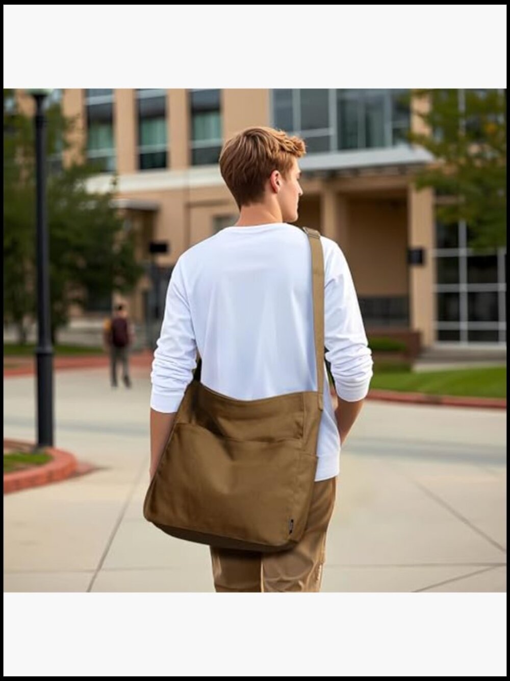 Large Canvas Tote Bag Hobo Crossbody Messenger for Work or College - Picture 3 of 7